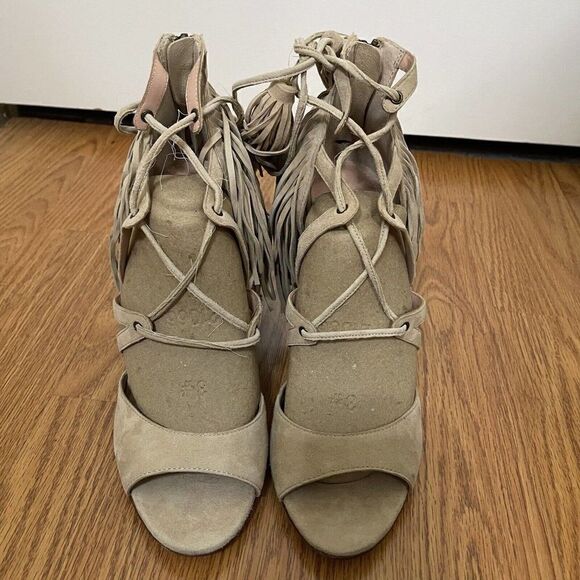 MARISSA WEBB Raina Tassel Lace-Up Tan Heels size EU 38 - Picture 6 of 10